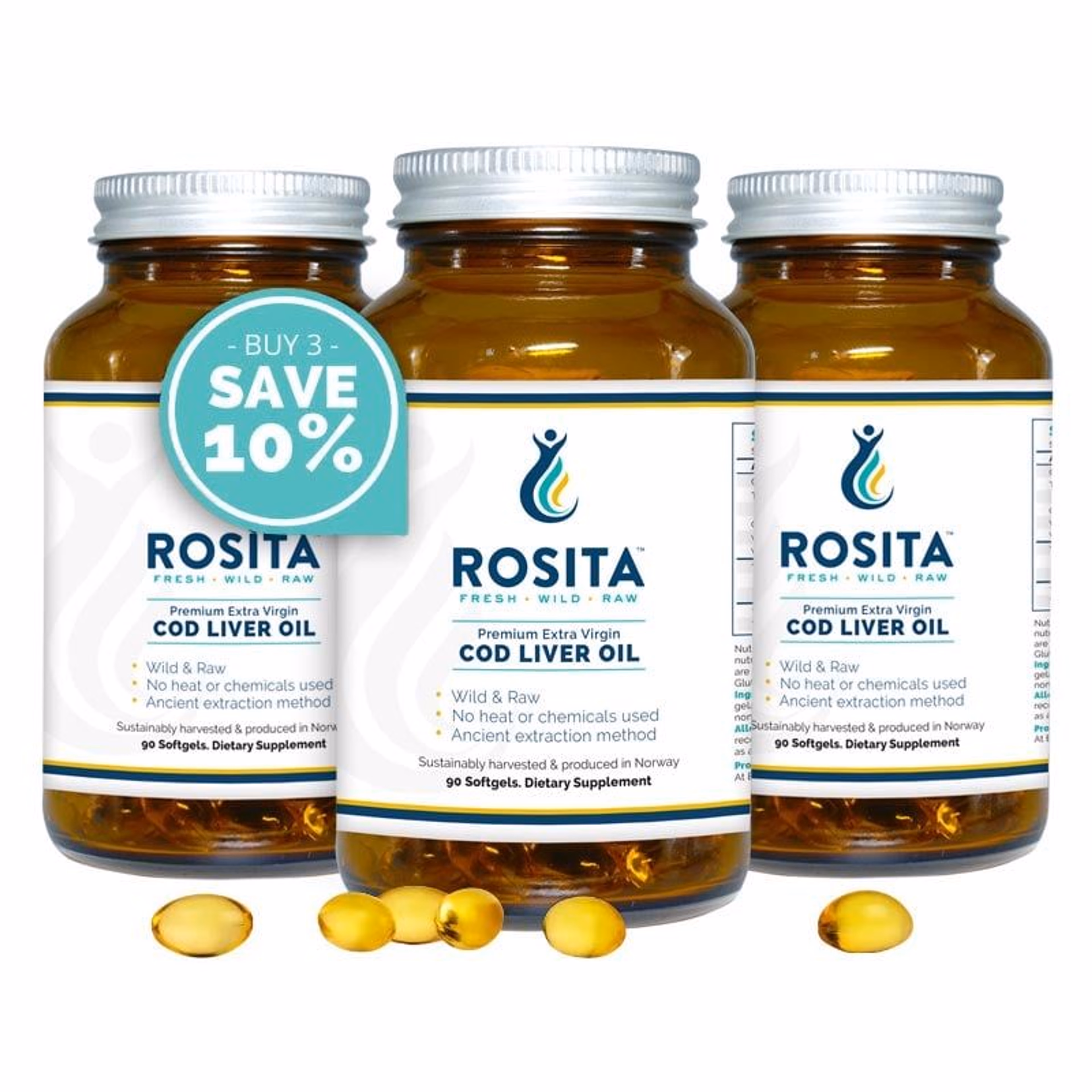 Extra Virgin Cod Liver Oil Softgels 3 Pack — image 1 of 1