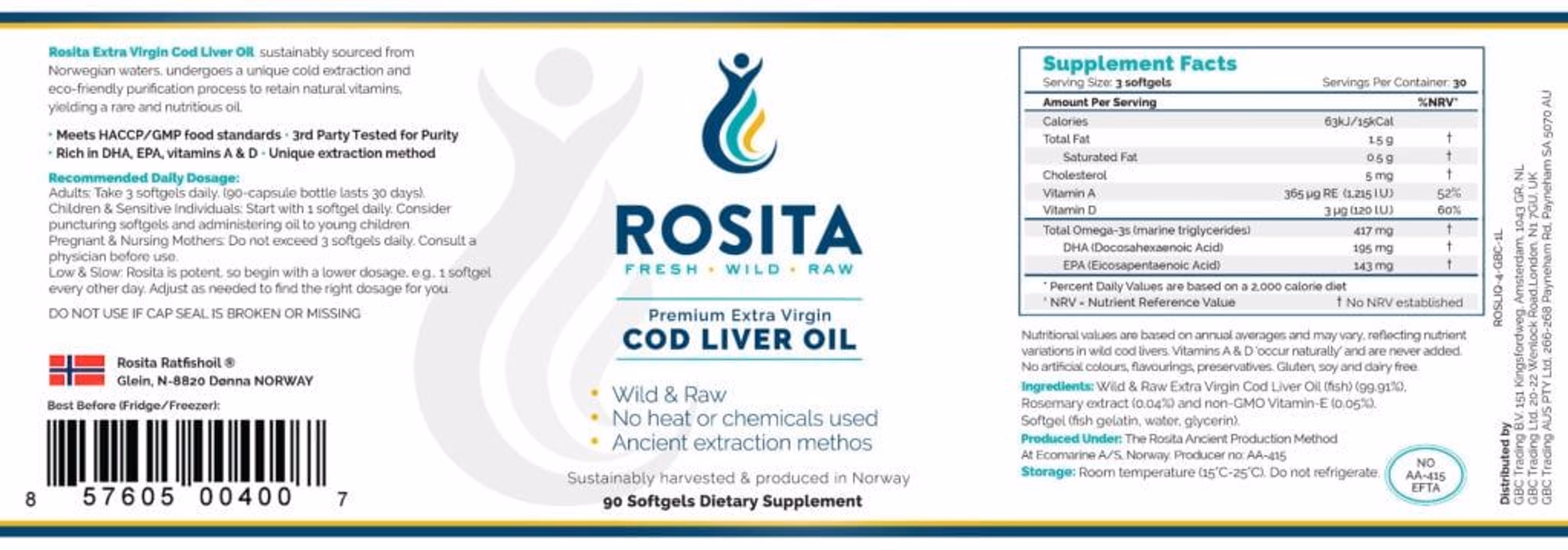 Extra Virgin Cod Liver Oil (EVCLO) Softgels 90 Capsules — image 4 of 5